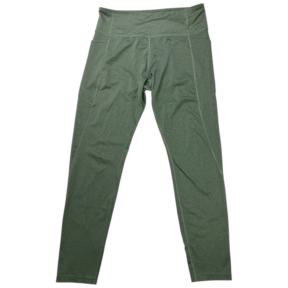 Tek Gear Green Leggings Women XL High Waisted Side Pockets‎ Heathered Workout